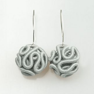 Długie kolczyki kulki - szary