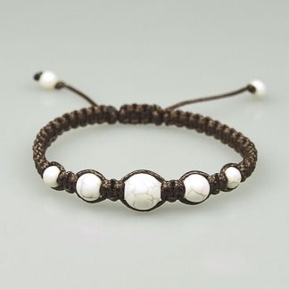Biało-brązowa bransoletka - magnezyt biały 10,8,6mm
