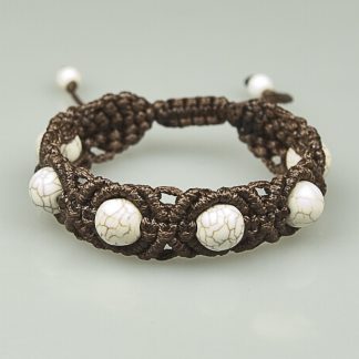 Biało-brązowa bransoletka - magnezyt biały 7x10mm